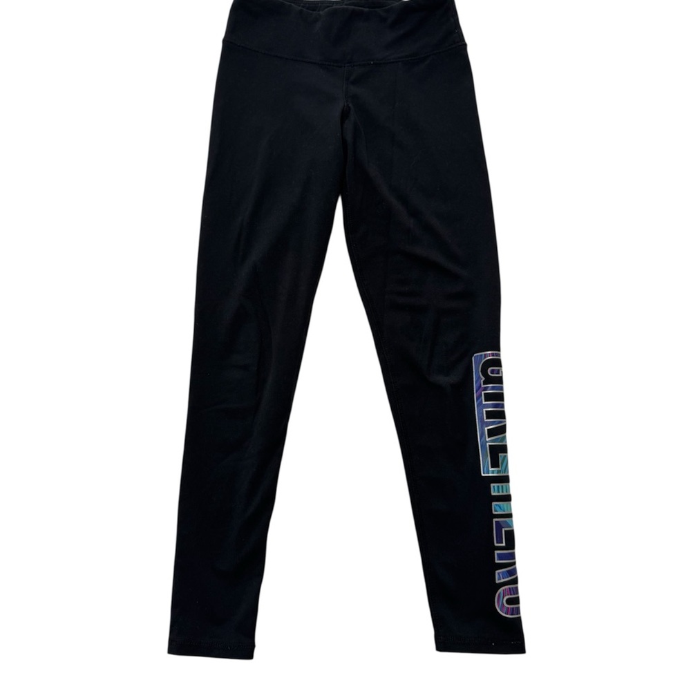 Champion Girls Black Leggings with Vibrant Side Design Size 6/6x